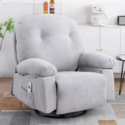 Meza Swivel Massage Rocker Recliner with Heat - Light Gray