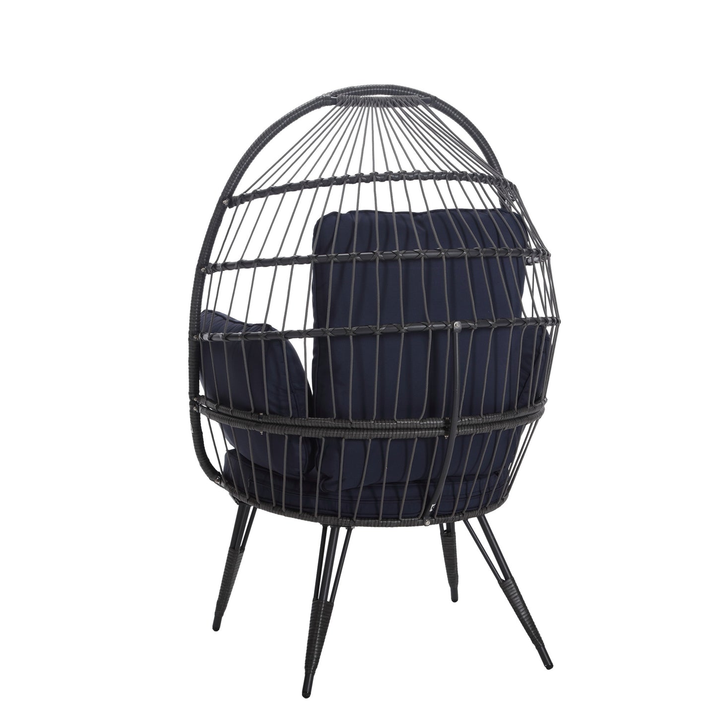 Mora Egg Wicker Outdoor Indoor Basket Chair - Navy