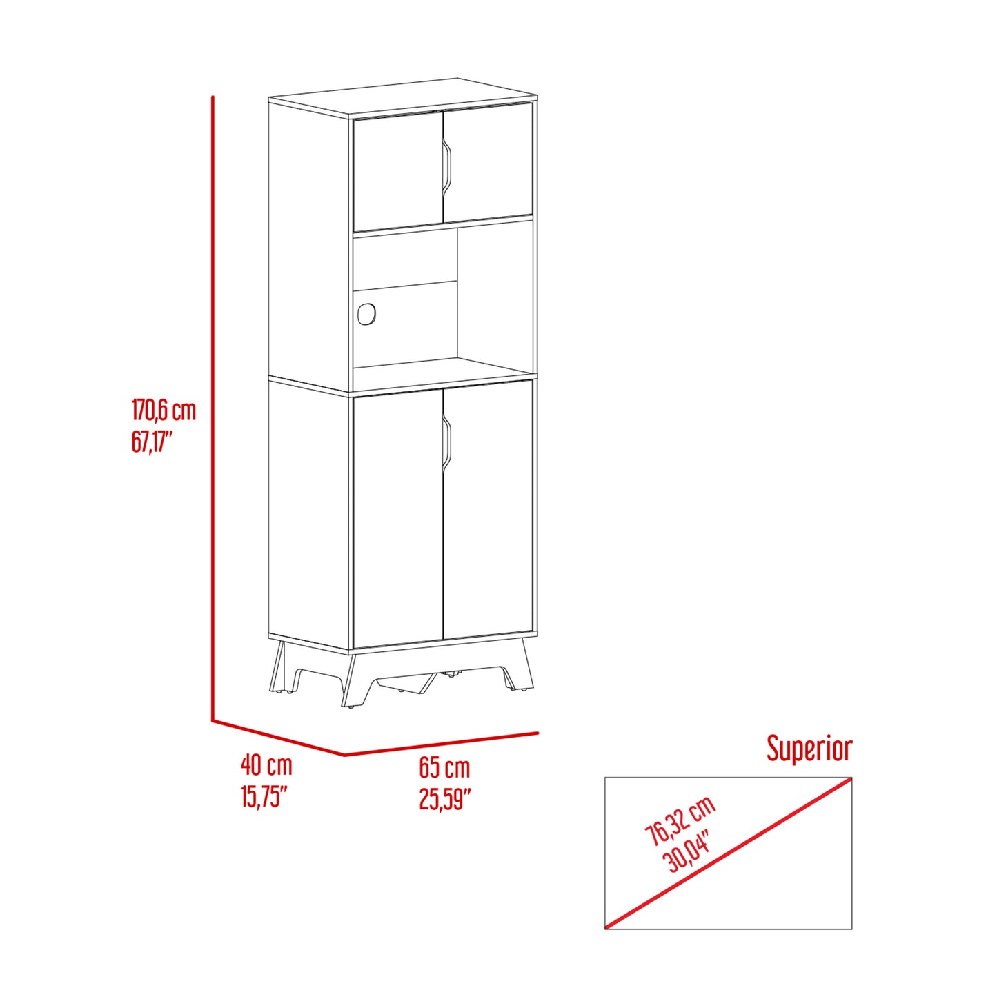 Wallas Microwave Tall Cabinet - White