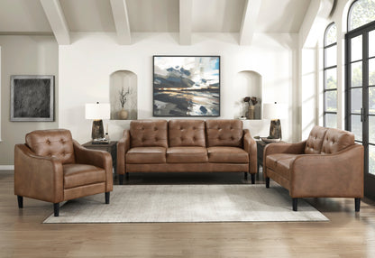 Neo Loveseat Button Tufted Contoured Arms - Brown