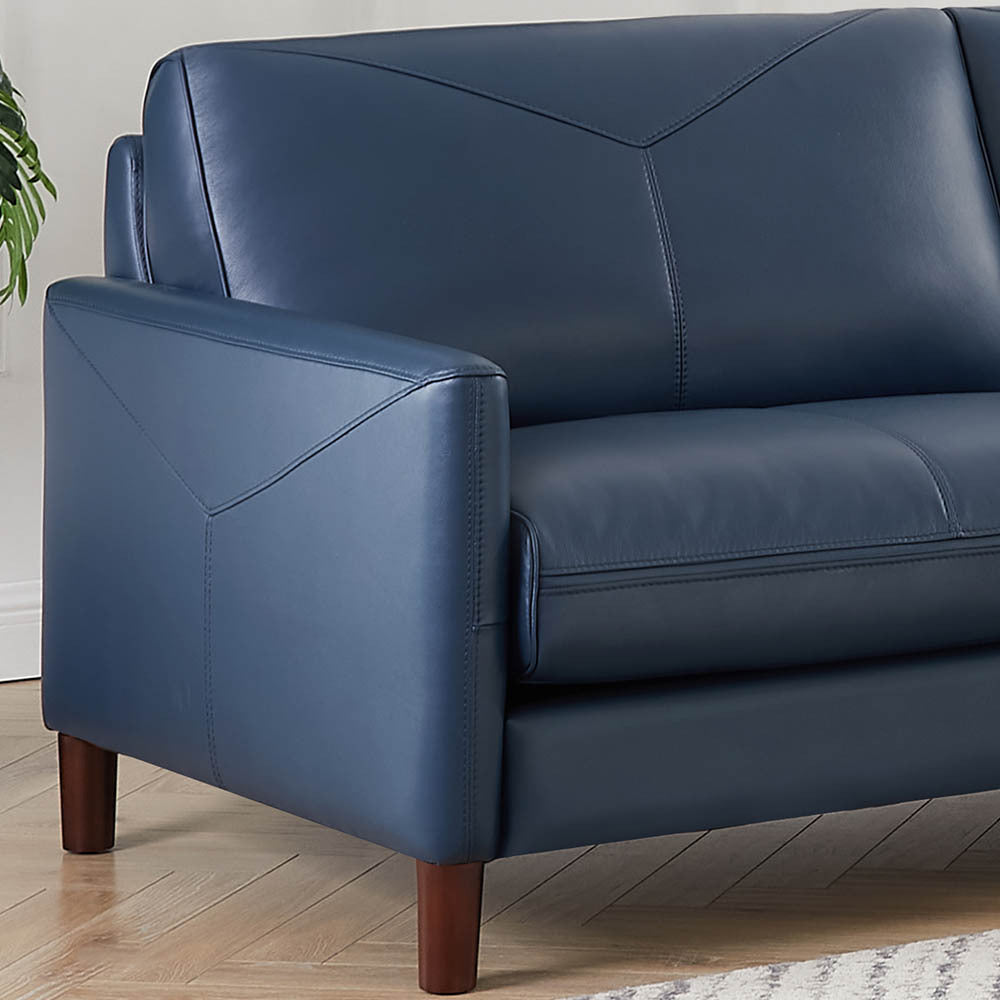 Yorkdale Leather Loveseat - Navy Blue