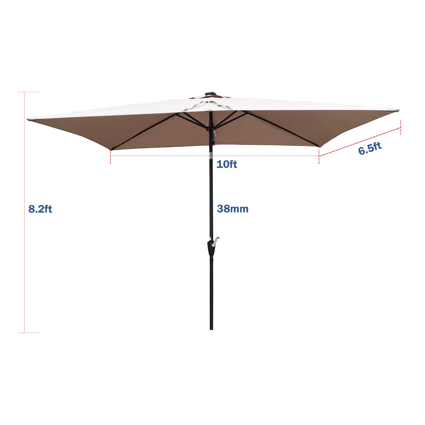 Joya 10 x 6.5 ft Patio Solar LED Umbrellas  with Crank - Beige