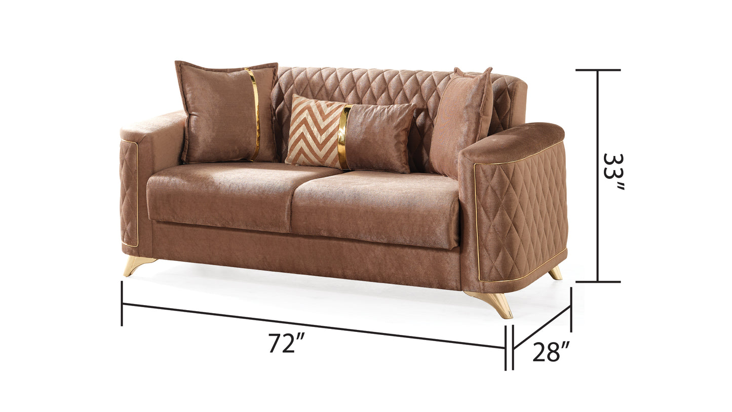 Luna Modern Style Loveseat - Copper