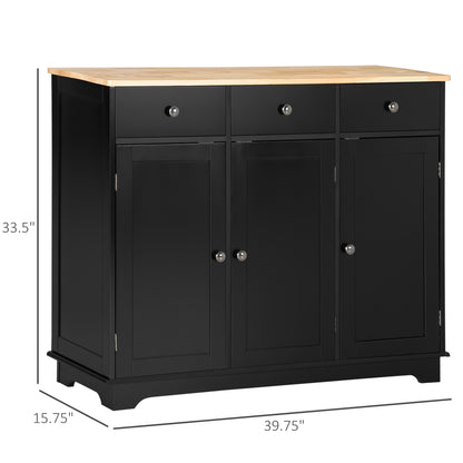 Valley Sideboard with Solid Wood Countertop - Black