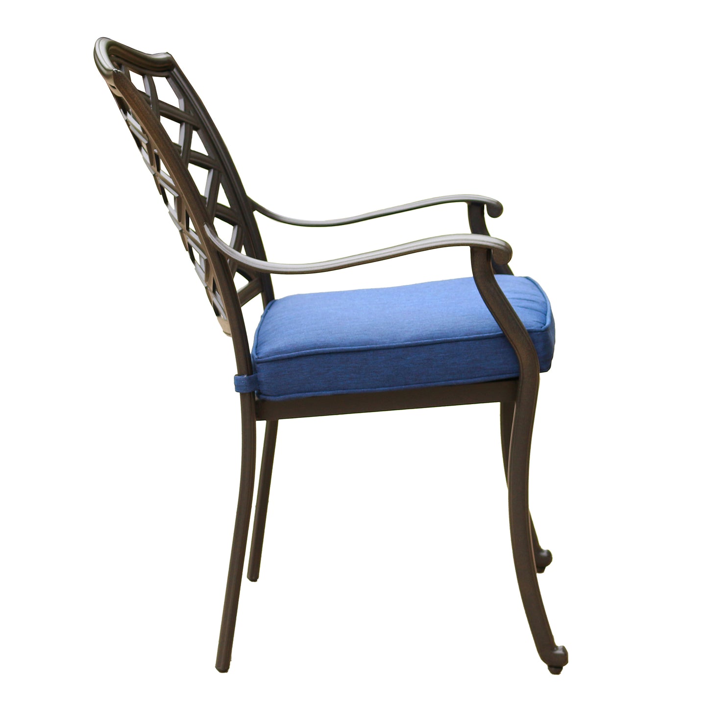 Rosita Patio Aluminum Dining Arm Chair With Cushion (Set of 2) - Navy Blue