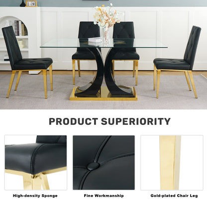 Valerio Pu Dining Chairs with Gold Leg (Set of 2) - Black