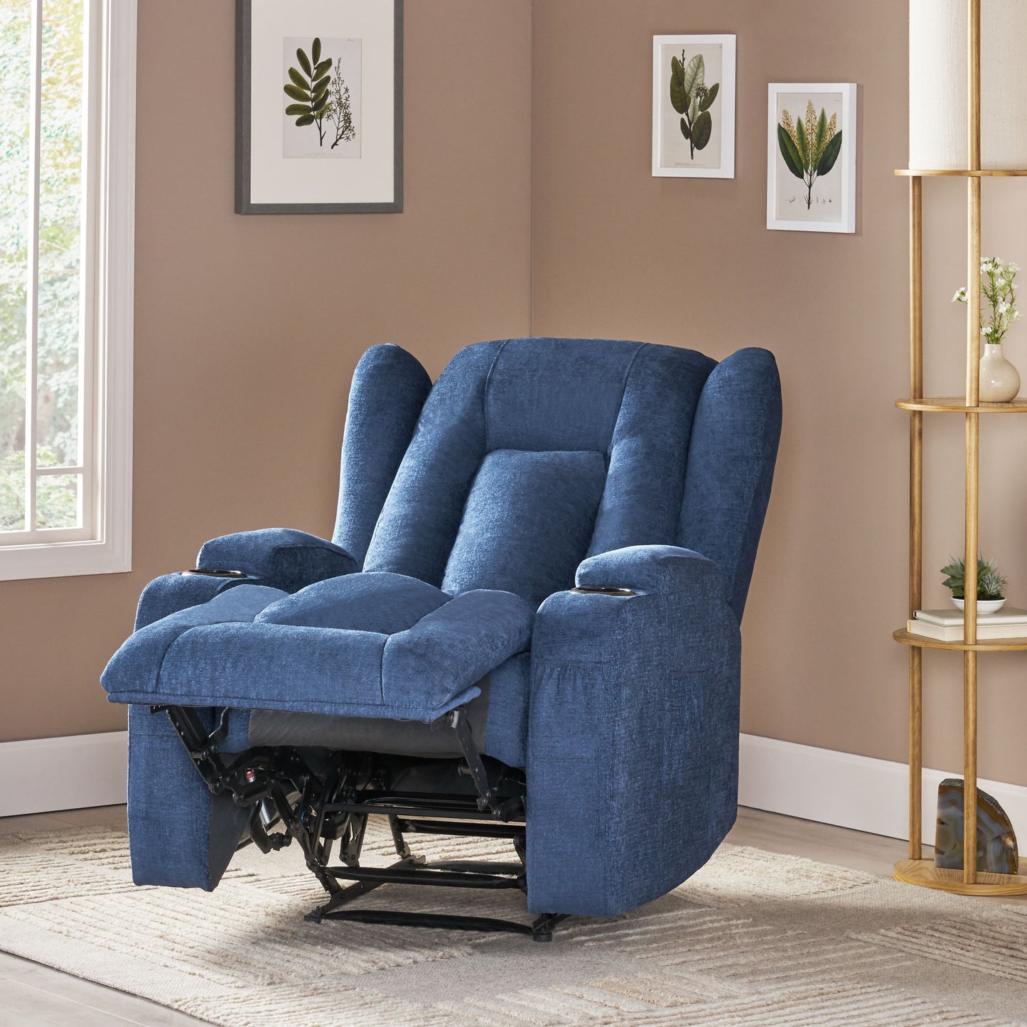 Lola Massage Recliner Chair - Navy Blue