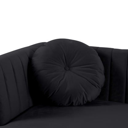 Chloe Velvet Sectional Sofa Chaise with USB Charging Port - Black