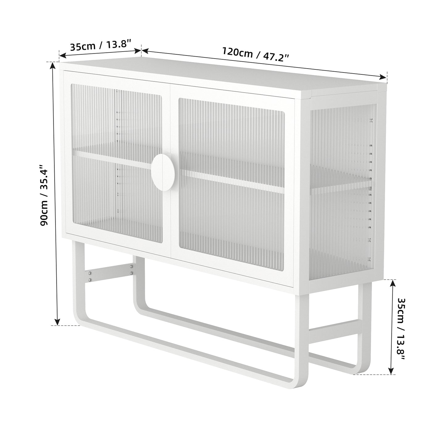 Tempered Glass Cabinet Credenza - White