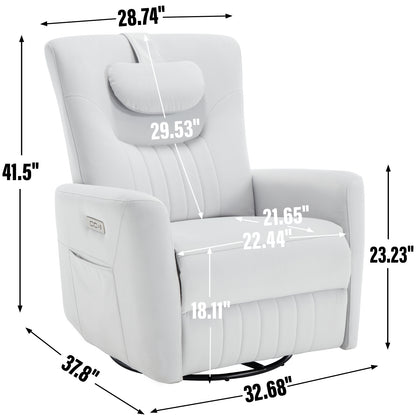 Davila Swivel and Rocker Power Recliner Chair with Lumbar and Neck Support - Beige