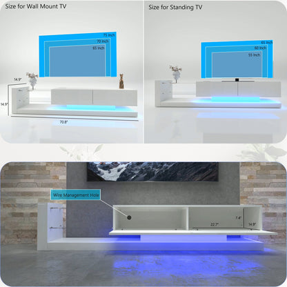 Duffy LED TV Console with Storage Cabinets - Ivory