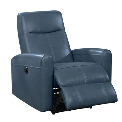 Snyder Electric Leather Recliner Chair with Gentle Lower Lumbar Massager - Blue