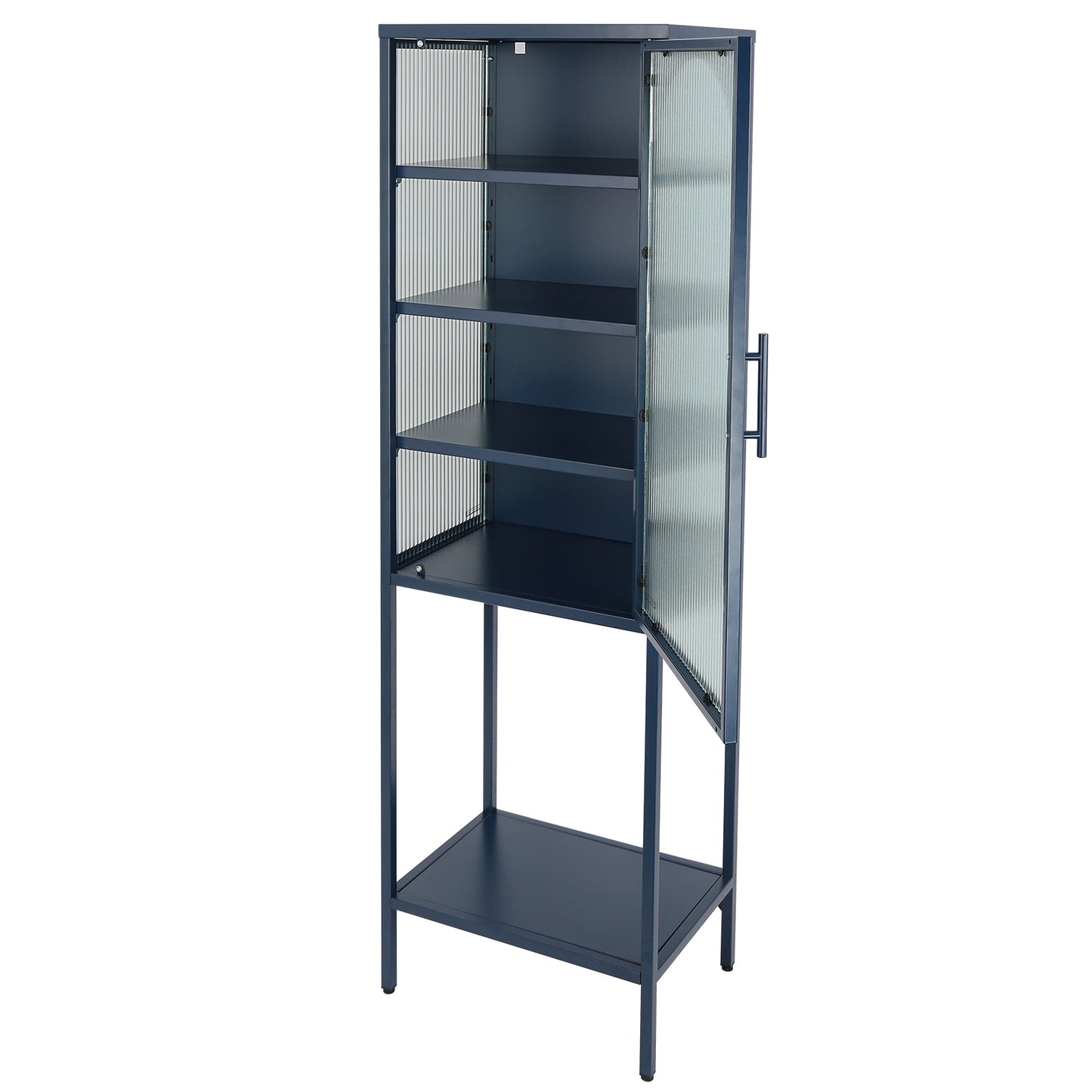 Arched Tempered Glass High Cabinet - Blue