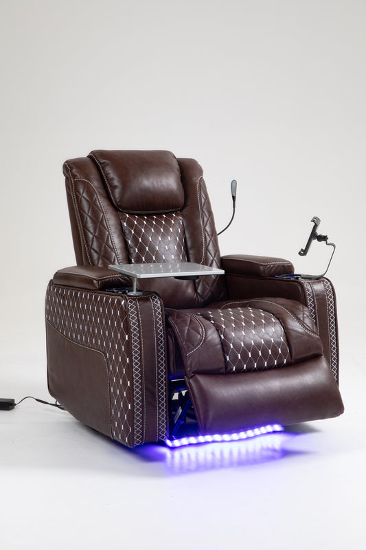 Warner One Power Recliner with Multifunctional Features - Brown