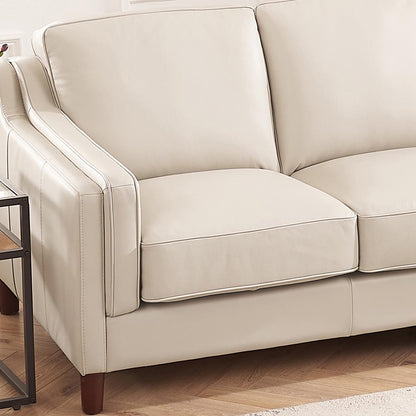 Bella Top Grain Leather Loveseat - Beige+White