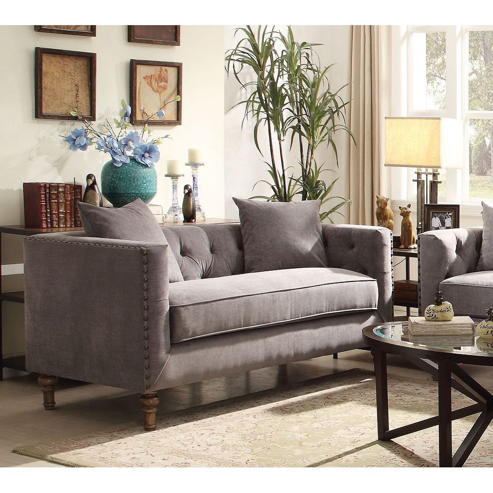 Sidonia Loveseat w/2 Pillows - Gray