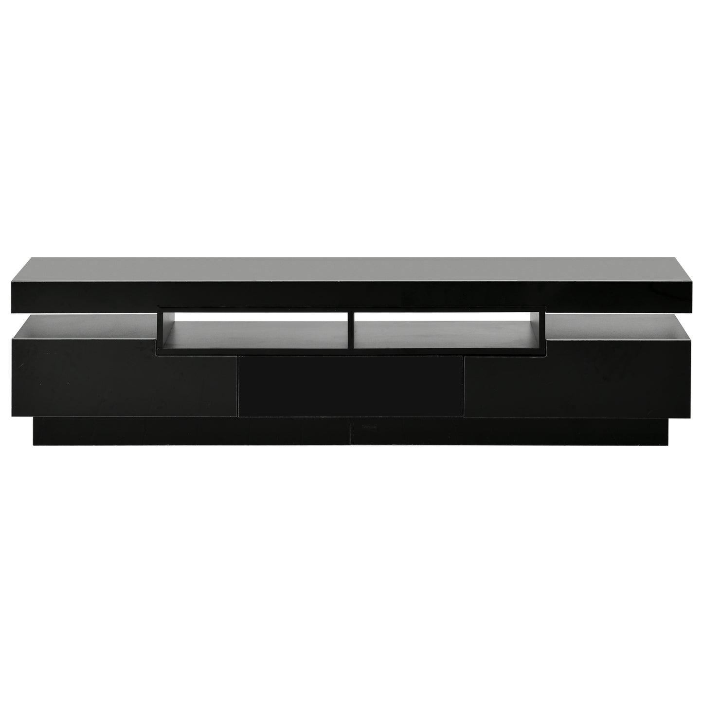 Seco High Gloss TV Stand Entertainment Center - Black