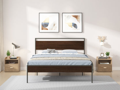 Ceres Queen Size Metal Bed - Walnut