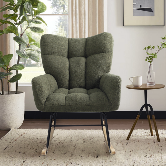 Todd Teddy Fabric Rocking Chair - Olive Green