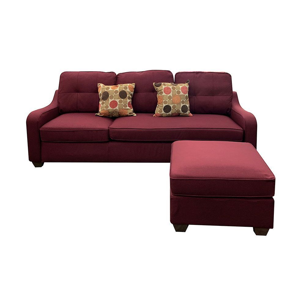 Cleavon  Sectional Linen Sofa w/2 Pillows - Red