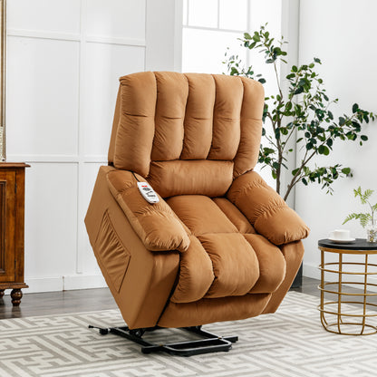 Parsons Power Recliner with Massage Function - Light Brown