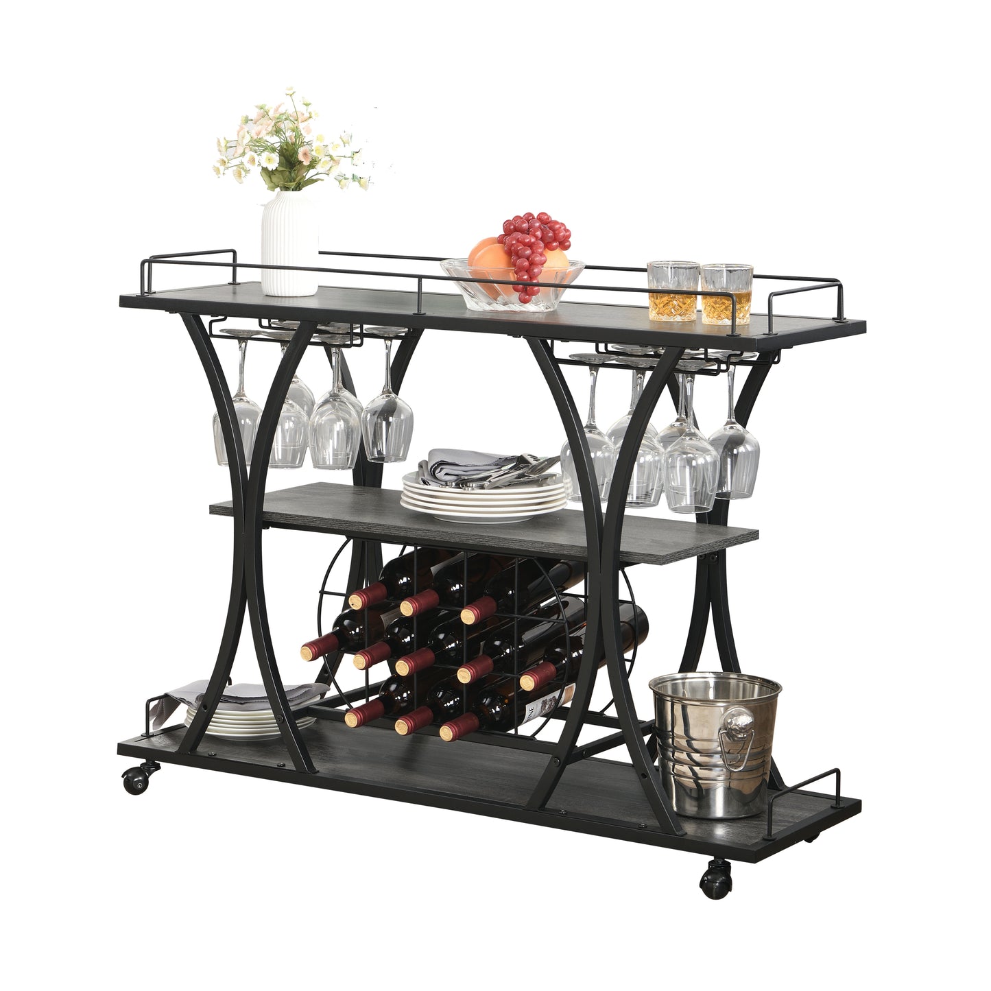 Sync Industrial Bar Cart  - Black & Gray