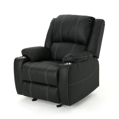 Aviana Glider Recliner Chair with Cup Holders - Black