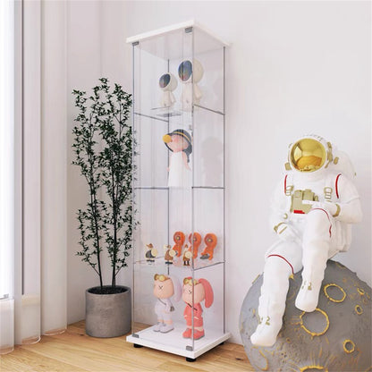 Rex 4 Shelves Glass Display Cabinet - White