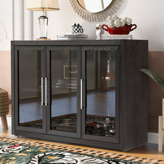 Cina Storage Cabinet with Tempered Glass - Walnut