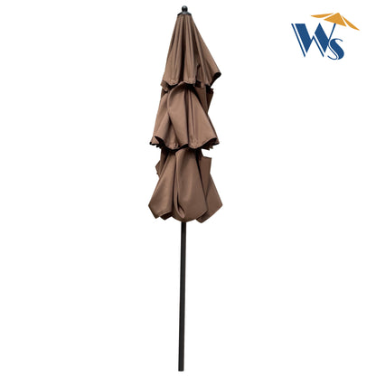 Zamora 9 ft 3-Tiers Outdoor Patio Umbrella with Crank  - Chocolate