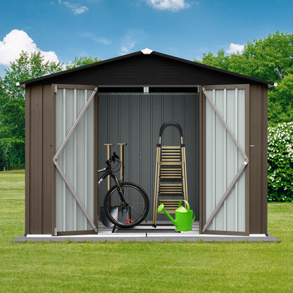 Homer 6 X 8 ftMetal Garden Sheds Outdoor Storage - Brown+Black