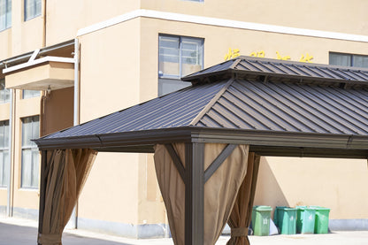 Afix 12 X 20 ft  Permanent Hardtop Gazebo Canopy - Bronze