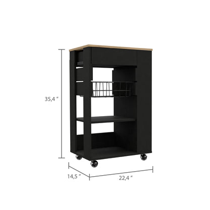 Prospect 5-Shelf 1-Drawer Kitchen Cart - Black