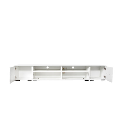 Jig Minimalist Design TV Stand with LED Lights - White