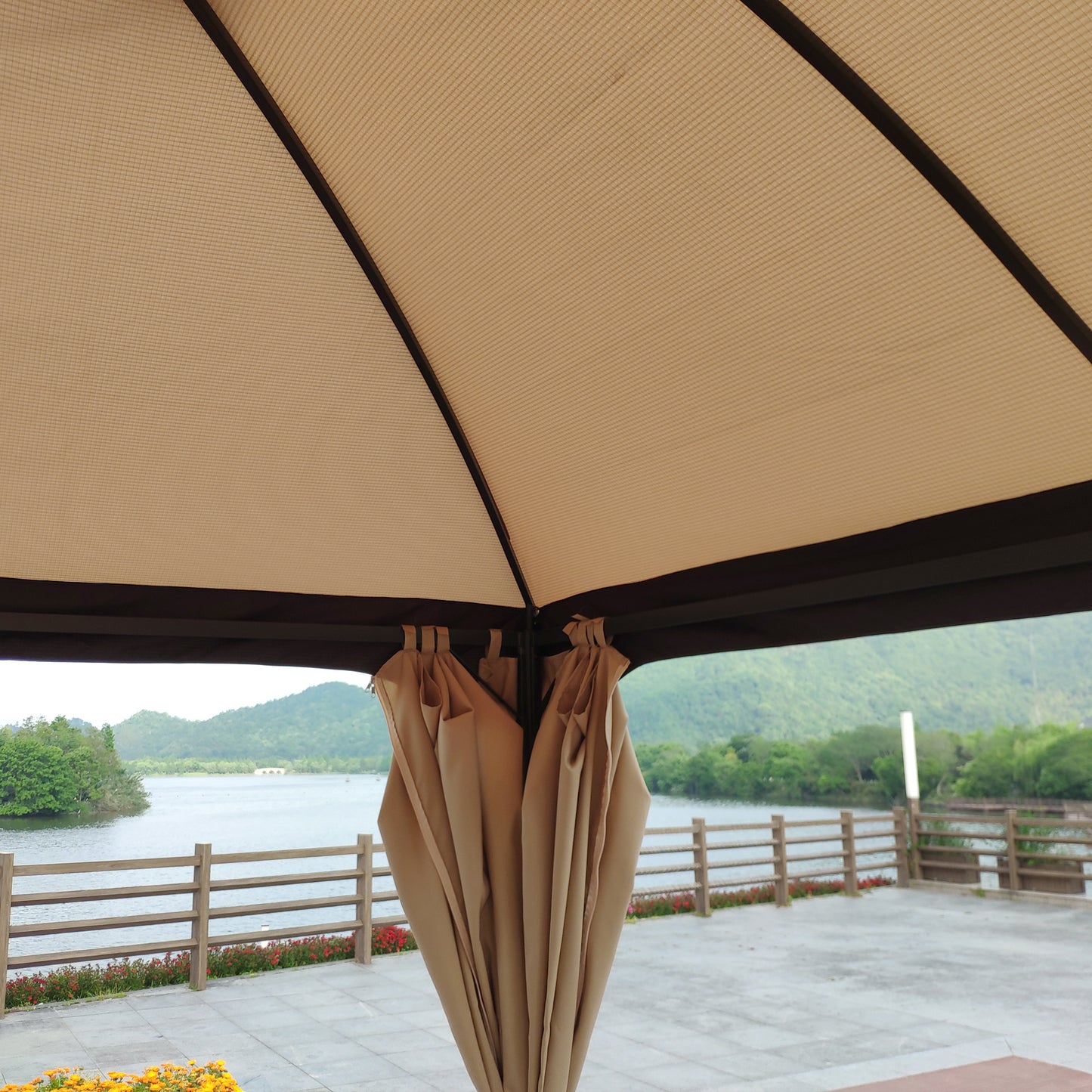 Stacy 10 x 10 ft Outdoor Patio Gazebo Canopy Tent - Khaki