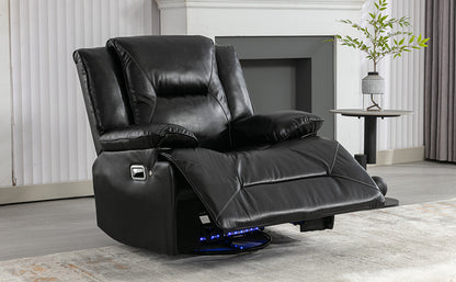 Meyer 360° Swivel and Rocking Manual Recliner Chair with a LED - Black