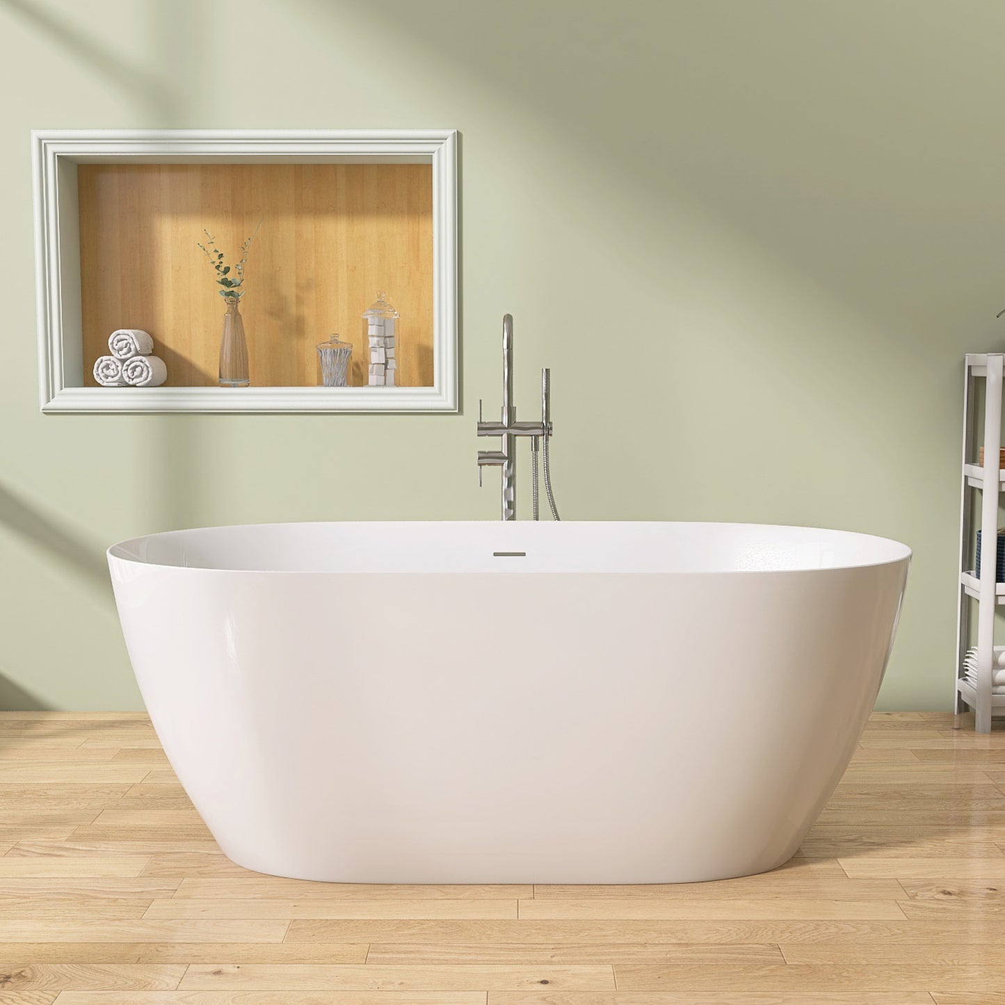 Nuvo 51" Acrylic Free Standing Oval Shape Soaking Tub - Gloss White