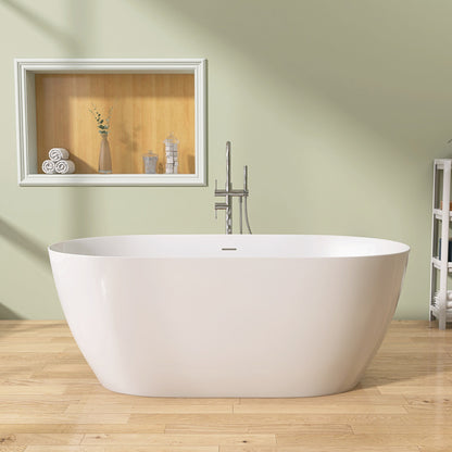 Nuvo 51" Acrylic Free Standing Oval Shape Soaking Tub - Gloss White