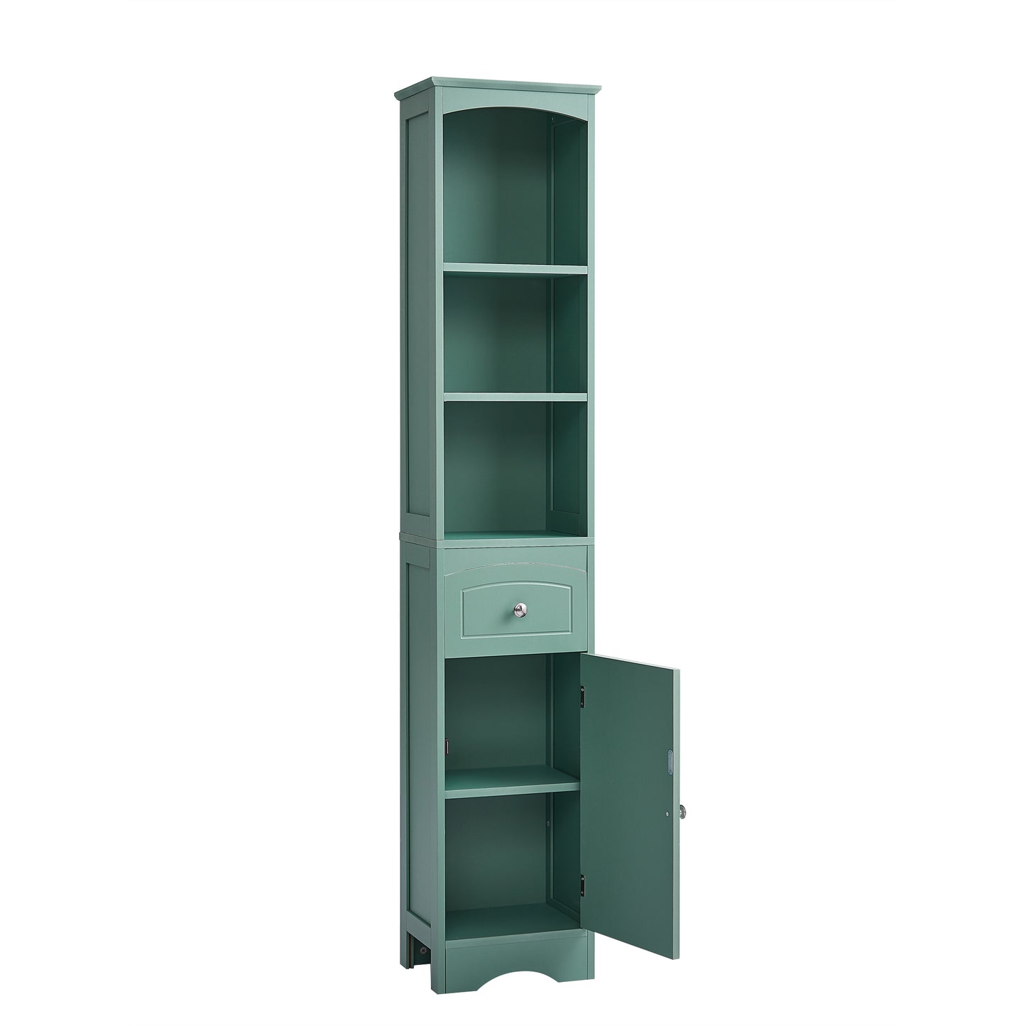 Tower Bathroom Cabinet with Drawer - Green