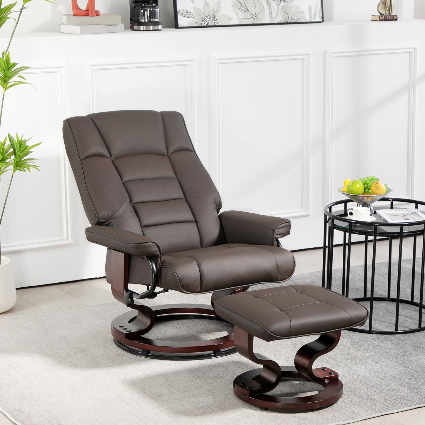 Lulu Swivel Recliner with Ottoman - Brown