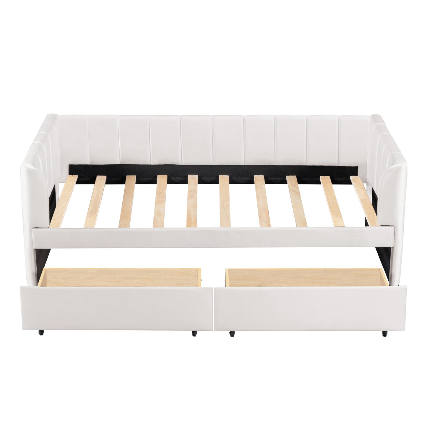 Tano Twin Size Upholstered Daybed with Drawers - Beige