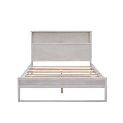 Mora Full Size Platform Bed Frame with Storage - White