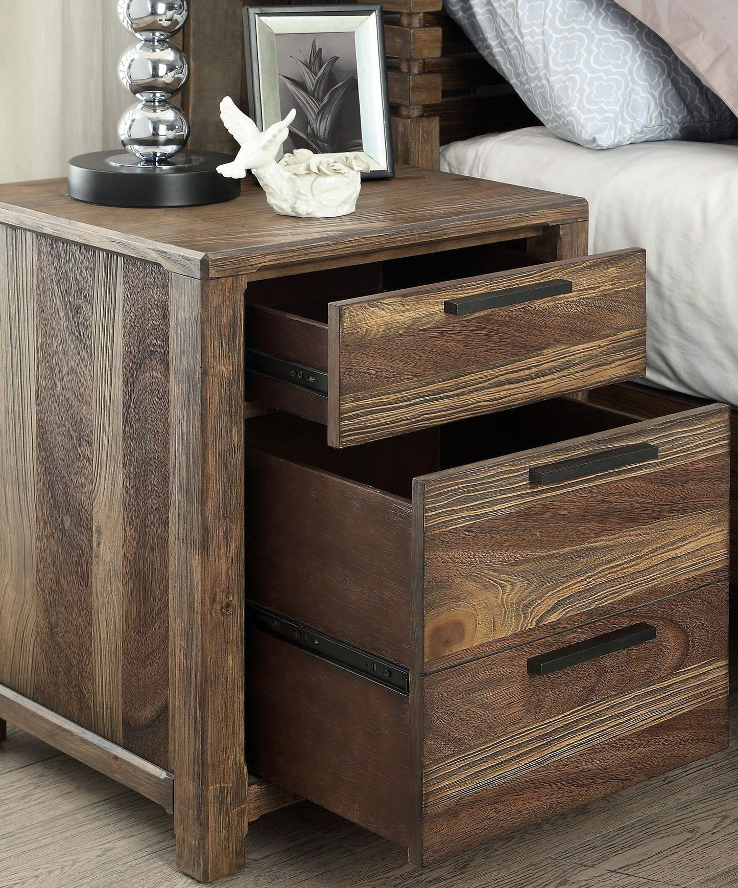 Quinita Solid wood  Rustic Nightstand  - Natural