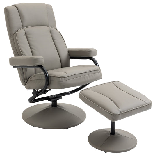 York Manual Recliner with Ottoman Footre - Gray