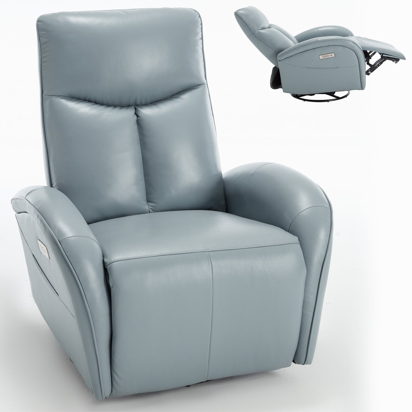 Vince Swivel and Rocker Power Recliner Chair - Blue