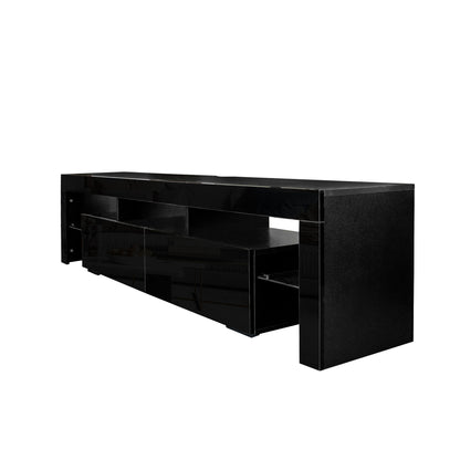 Nate Gloss TV Stand with LED Lights for 80 inch TV - Black