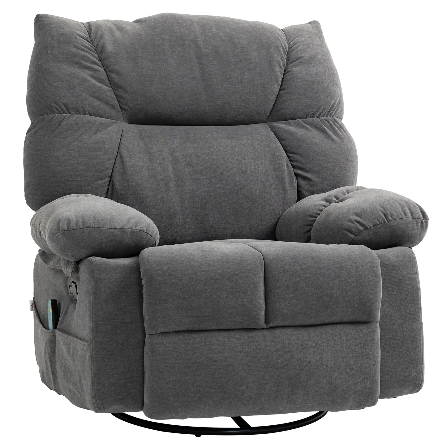 Jova Oversized Swivel Rocker Chair with Heat Vibration Massage - Dark Gray