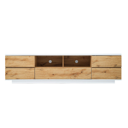 Dena Modern TV stand with Door Rebound Device - Natural+White