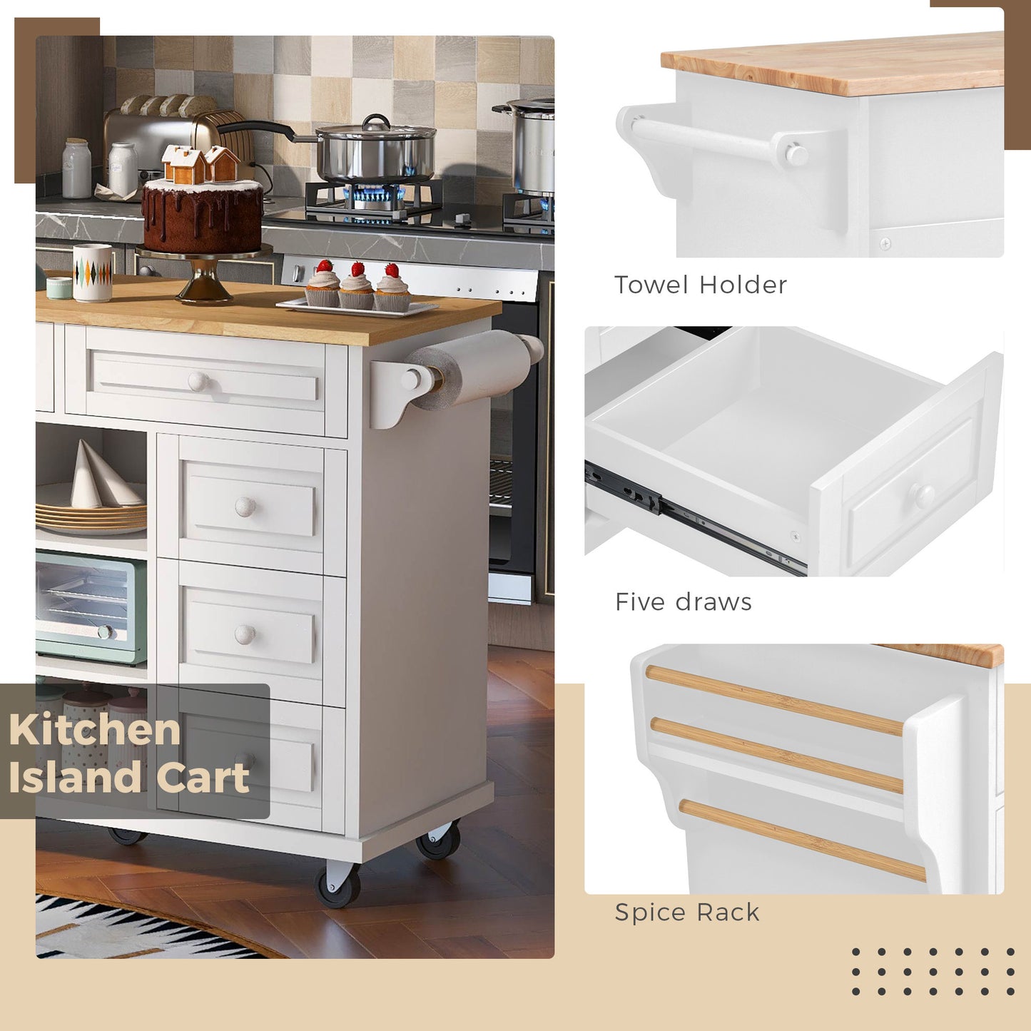 Pantry Mate Kitchen Cart - White