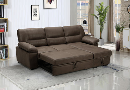 Kipling Microfiber Reversible Sleeper Sectional Sofa - Brown